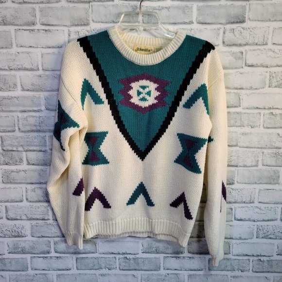 Vintage 80s 90s St‎ Johns Bay Size S Southwestern Geo Pattern Pullover Sweater - Picture 1 of 5